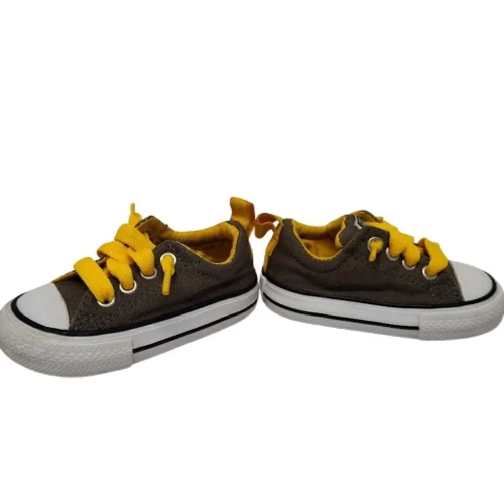 Converse Infant Toddler Baby Size 4 Gray & Yellow Chuck Low tops Sneakers